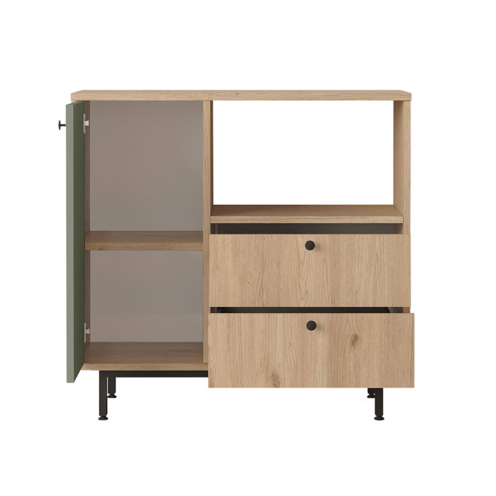 Hanah Home RE1-SY Armario Multiusos Roble y Verde 88x85x35.5cm Mobiliario para el Hogar